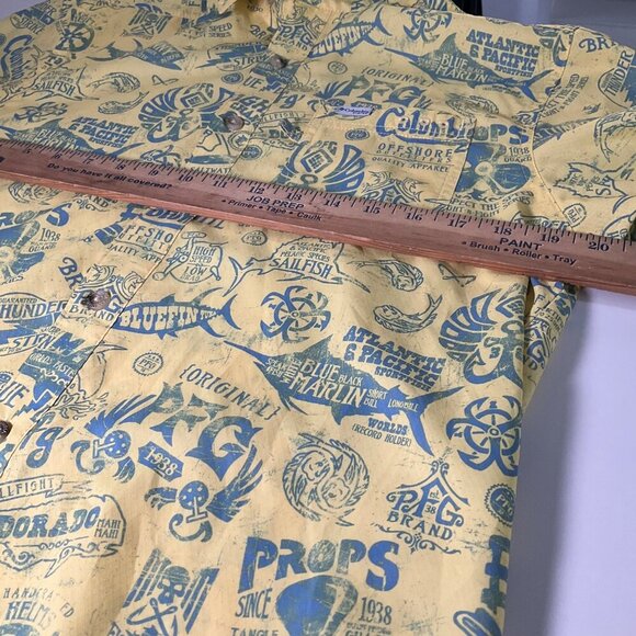 Columbia PFG Omni-Shade Casual Button-Down Shirt Men Size S/P fishing yellow - Picture 2 of 12